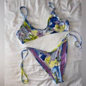 Aerie Lavender Floral Bikini Bottom